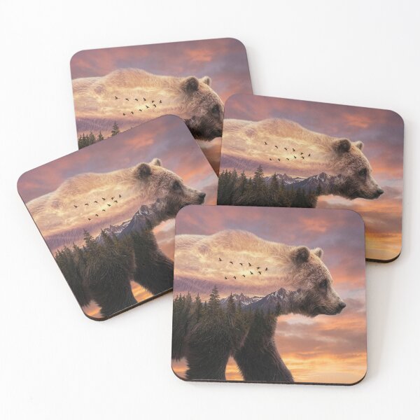 Item preview, Grizzly Bear and Mountain Scene in Double Exposure designed and sold by Maria Dryfhout.