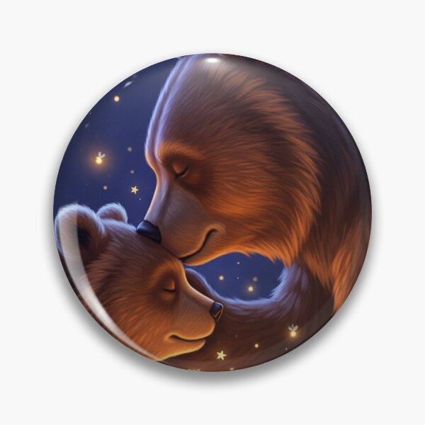 Item preview, Mama Bear smiling and watching Little Bear, warm golden glow from fireflies lighting their faces. designed and sold by zambalala.