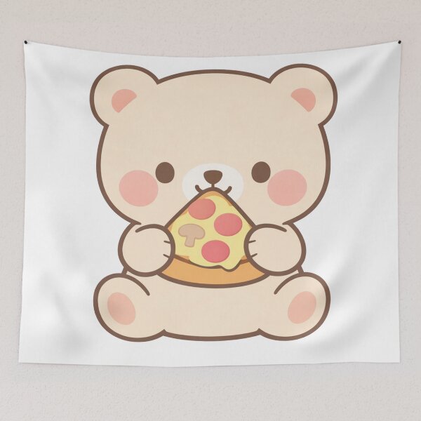 Item preview, Cute Bear Eating Pizza Kawaii Chibi Animal Lover Gift Funny Food designed and sold by Owcomm.