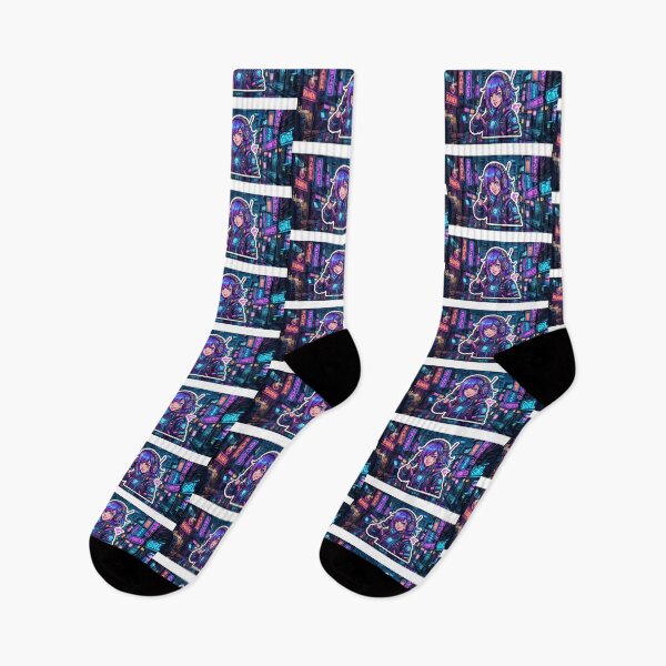 Item preview, Cyberpunk Anime Girl Neon City Futuristic Gamer Sticker designed and sold by Krfto.