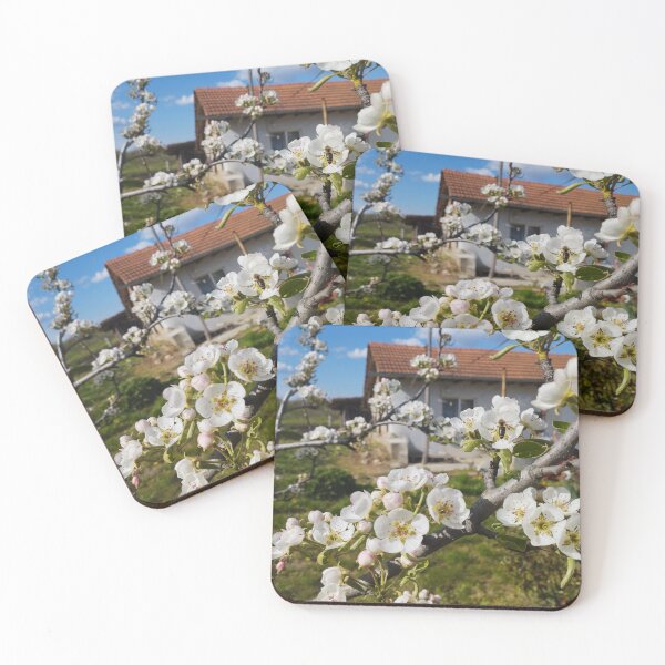 Item preview, Pear Blossoms Close-Up in Front of a Small Village House designed and sold by inspiration3.