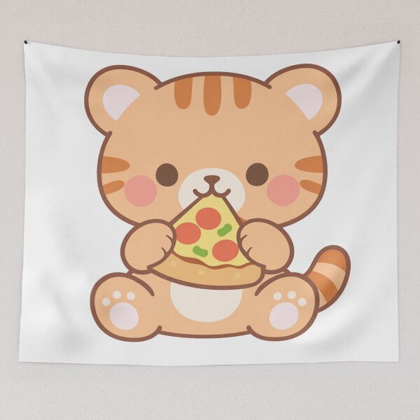 Item preview, Cute Tiger Eating Pizza Kawaii Animal Lover Gift Funny Cat Pizza Lover designed and sold by Owcomm.