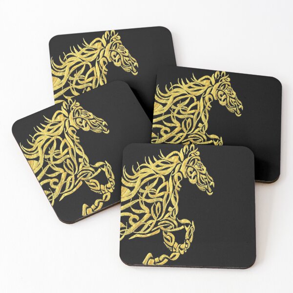 Item preview, Golden Tribal Horse Abstract Line Art Design designed and sold by Doodlory.