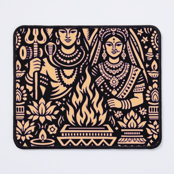 Item preview, Lord Shiva & Goddess Parvati Sacred Flame Art - Purple Traditional Indian Folk Art designed and sold by Craft-Qasba .