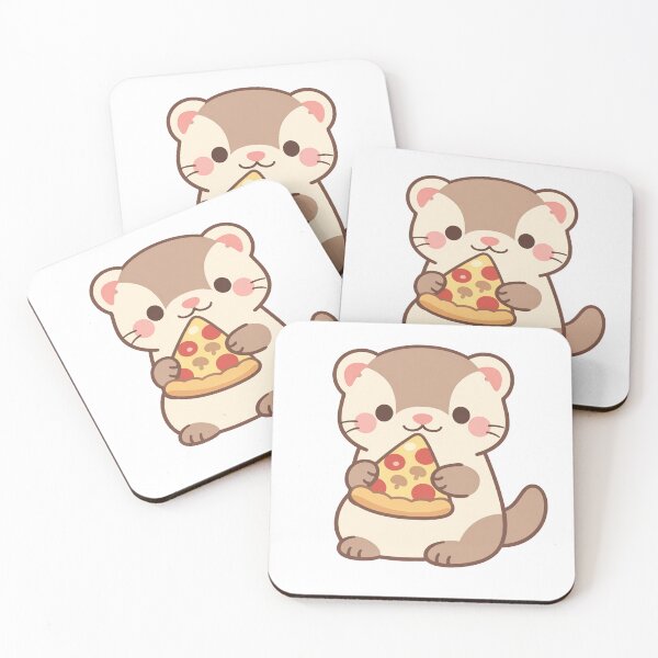 Item preview, Cute Ferret Eating Pizza Kawaii Chibi Animal Lover Funny Food designed and sold by Owcomm.
