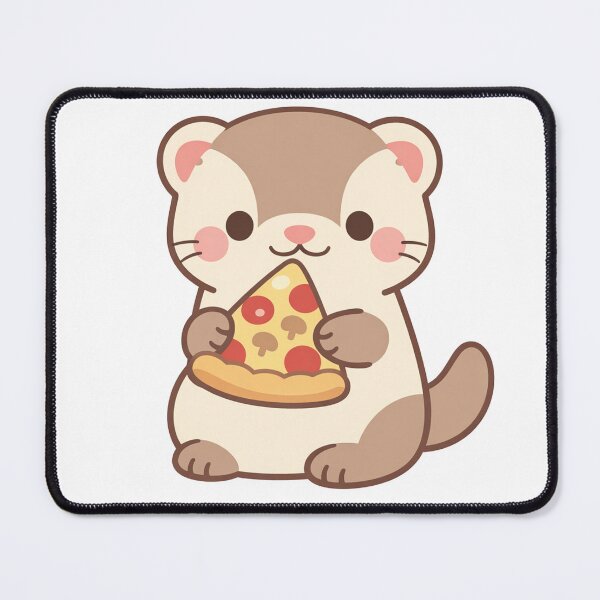 Item preview, Cute Ferret Eating Pizza Kawaii Chibi Animal Lover Funny Food designed and sold by Owcomm.