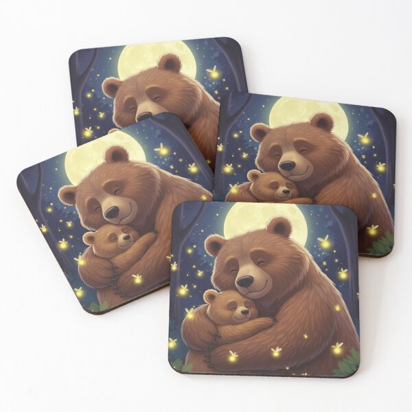 Item preview, Mama Bear carrying Little Bear in her arms under the starry sky, walking home, peaceful and tender. designed and sold by zambalala.
