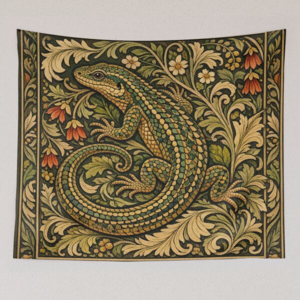 Item preview, Vintage boho botanical lizard Iguana art designed and sold by hollycooper.