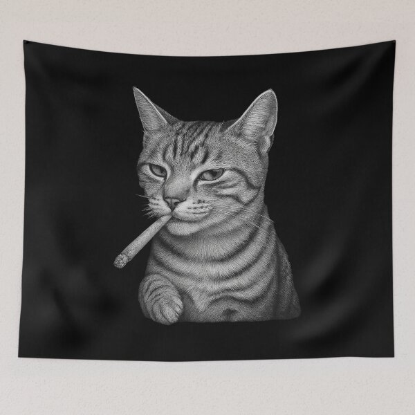 Item preview, Chill Tabby Cat Smoking Illustration designed and sold by SiarheiYur.