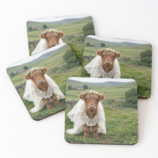Item preview, Highland Cow Bride in Scottish Pasture designed and sold by Maria Dryfhout.
