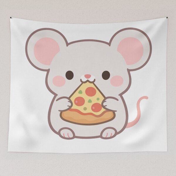 Item preview, Cute Mouse Eating Pizza Slice Kawaii Chibi Animal designed and sold by Owcomm.