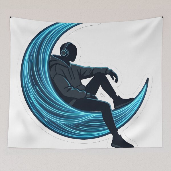 Item preview, Ethereal Dark Academia Stickman Solitude Aesthetic Cyber Goth Moon designed and sold by StickyGuys.