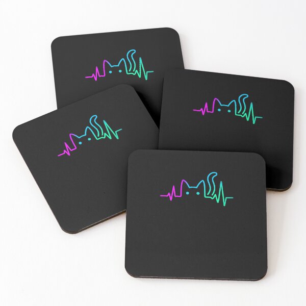 Item preview, Neon Cat Heartbeat Line Art designed and sold by SiarheiYur.