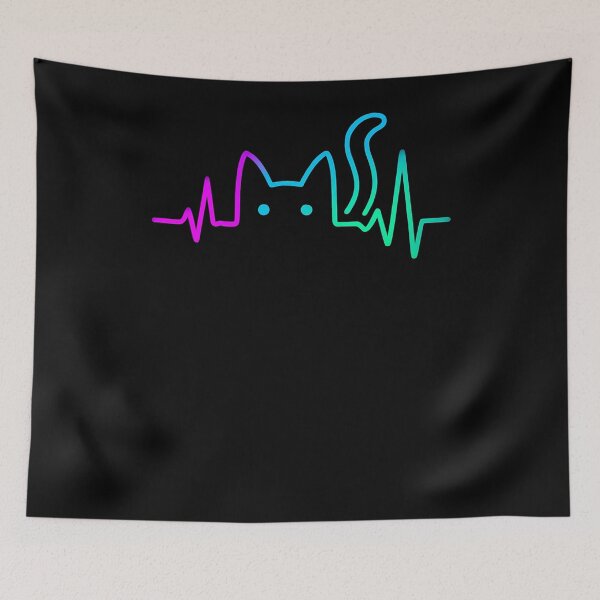 Item preview, Neon Cat Heartbeat Line Art designed and sold by SiarheiYur.