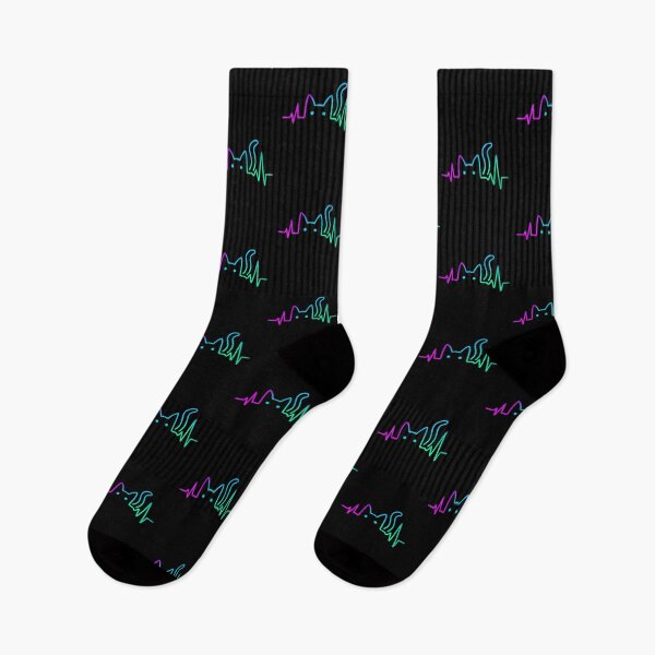 Item preview, Neon Cat Heartbeat Line Art designed and sold by SiarheiYur.