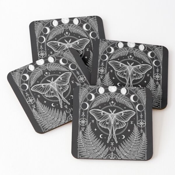 Item preview, Dark Academia-symmetrical etching of a Luna moth designed and sold by SubhAksara.