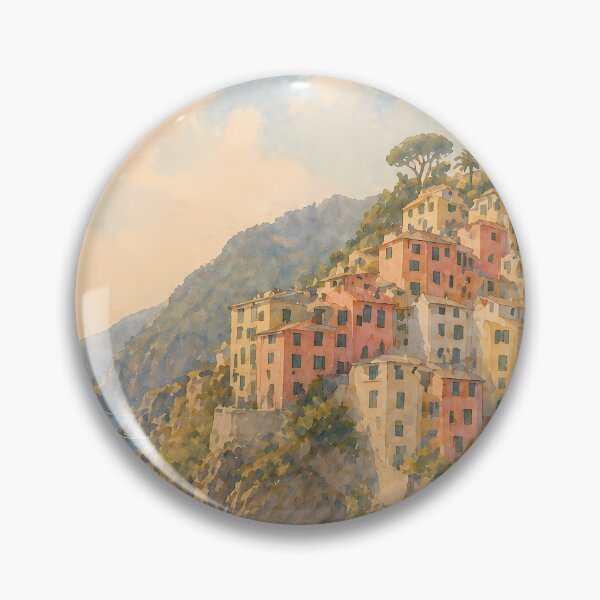 Item preview, Cinque Terre Italy Watercolor Poster, Riomaggiore Coastal Village Art, Mediterranean Cliff Houses, Vintage Travel Wall Art designed and sold by Art-Selling.