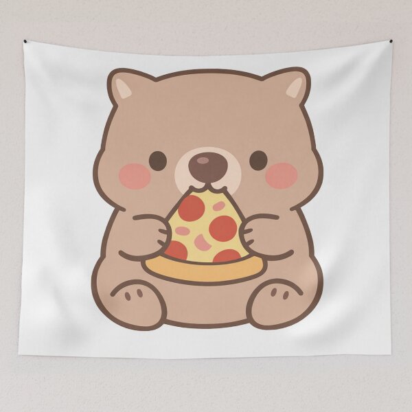 Item preview, Cute Chubby Bear Eating Pizza Slice Kawaii Animal Lover Gift Funny Food designed and sold by Owcomm.