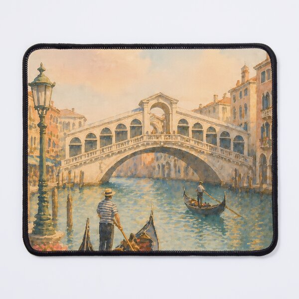 Item preview, Venice Italy Watercolor Poster, Rialto Bridge Gondola Art, Venetian Canal Scene, Vintage Travel Wall Art, Mediterranean Decor designed and sold by Art-Selling.