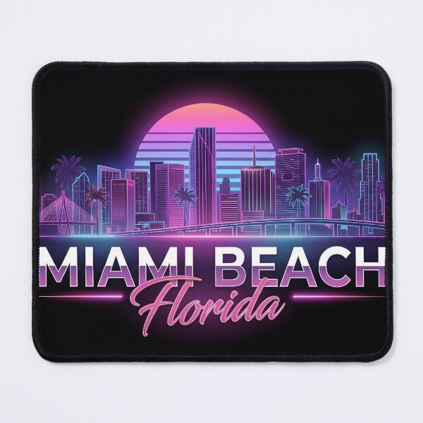 Item preview, Miami Beach Florida Neon Skyline designed and sold by Les-Ink-Studio.