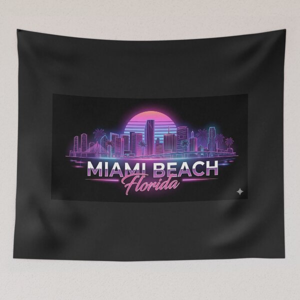 Item preview, Miami Beach Florida Neon Skyline designed and sold by Les-Ink-Studio.