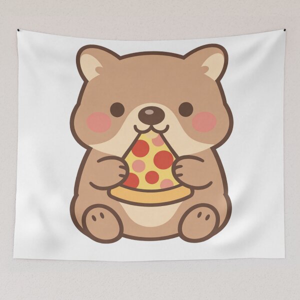 Item preview, Cute Chubby Bear Eating Pizza Slice Kawaii Animal Funny Food Lover Gift designed and sold by Owcomm.