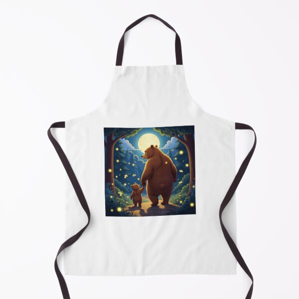 Item preview, Mama Bear smiling and watching Little Bear, warm golden glow from fireflies lighting their faces. designed and sold by zambalala.