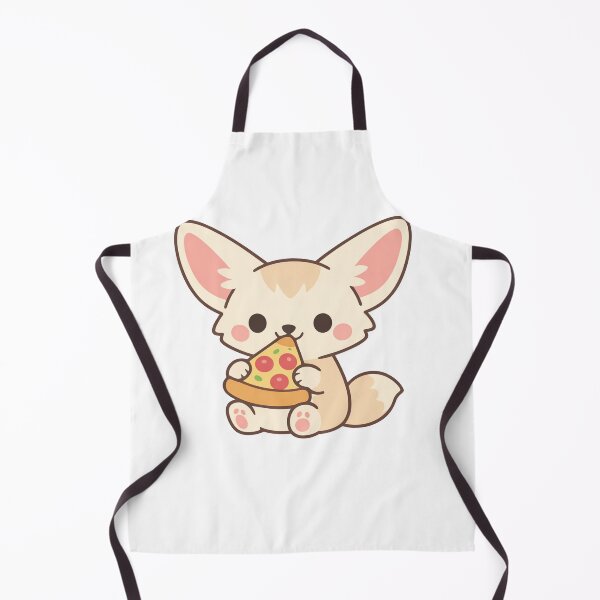 Aperçu de l'œuvre Renard fennec mignon mangeant une pizza, cadeau kawaii pour les amoureux des animaux, renard rigolo créée et vendue par Owcomm.