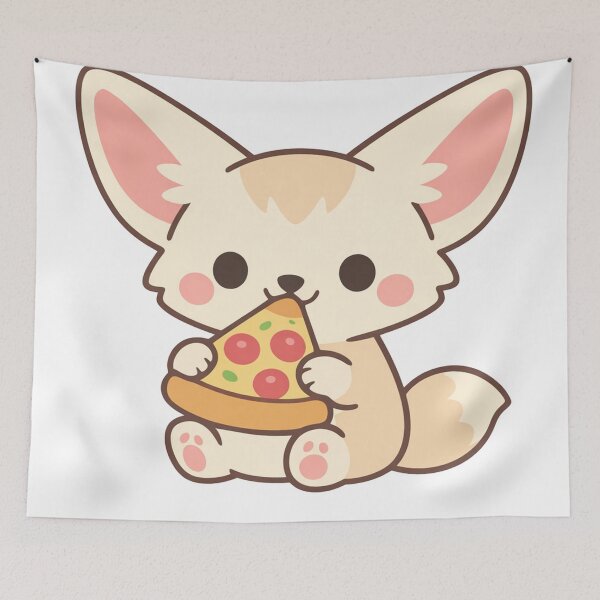 Item preview, Cute Fennec Fox Eating Pizza Kawaii Animal Lover Gift Funny Fox designed and sold by Owcomm.
