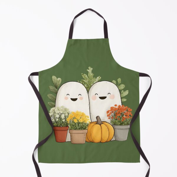 Item preview, Halloween 18 - Cute Smiling Ghosts in Autumn Garden with Pumpkin designed and sold by NikaNavi.