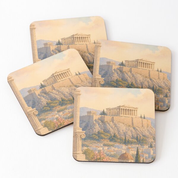 Item preview, Athens Greece Watercolor Poster, Acropolis Parthenon Art Print, Ancient Greek Architecture, Vintage Travel Wall Art designed and sold by Art-Selling.