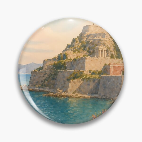 Item preview, Corfu Greece Watercolor Poster, Kerkyra Coastal Landscape Art, Mediterranean Seaside View, Vintage Travel Wall Art designed and sold by Art-Selling.