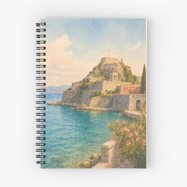 Item preview, Corfu Greece Watercolor Poster, Kerkyra Coastal Landscape Art, Mediterranean Seaside View, Vintage Travel Wall Art designed and sold by Art-Selling.