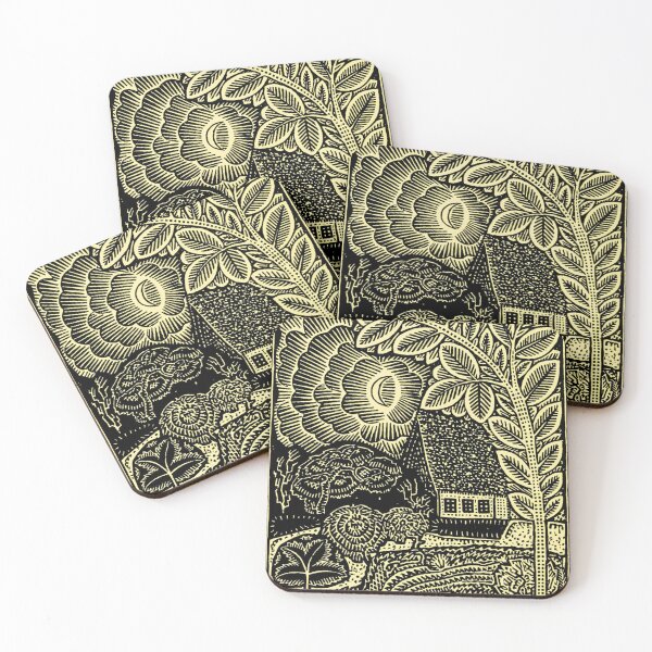 Item preview,  The Hidden Cottage — Bold Black & Cream Woodcut Landscape designed and sold by LouDSarG.