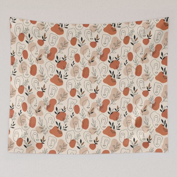 Item preview, Minimalist Botanical Line Faces Pattern designed and sold by MadPig-Studio.