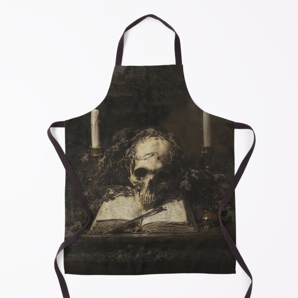 Artikelvorschau, Totenkopf auf offenem Buch, gotische Memento-Mori-Kunst entworfen und verkauft von DarkHolyQueen.