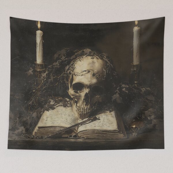 Item preview, Skull On Open Book Gothic Memento Mori Art designed and sold by DarkHolyQueen.