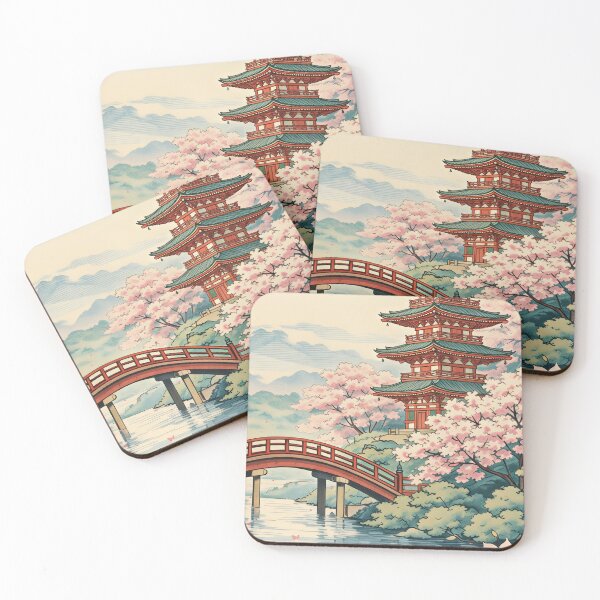 Item preview, Japanese Zen Garden: Pagoda, Lotus & Fishing Boat Art designed and sold by MalisoStickers.