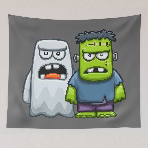 Item preview, Halloween 17 - Ghost and Frankenstein Cartoon Monsters designed and sold by NikaNavi.