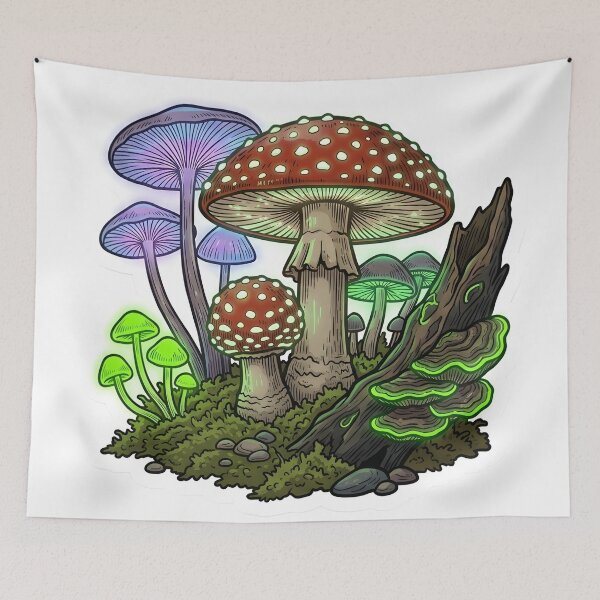 Item preview, Bioluminescent Mushroom Forest Goblincore Goth Nature Fungi Aesthetic designed and sold by StickyGuys.