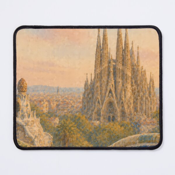 Item preview, Barcelona Sagrada Familia Watercolor Poster, Gaudi Architecture Art, Spain Travel Wall Art, Vintage Mediterranean Print designed and sold by Art-Selling.