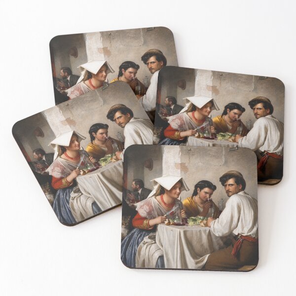 Item preview, Vintage Tavern Painting Realist Roman Osteria Scene for Classical Art Lovers designed and sold by RickE.