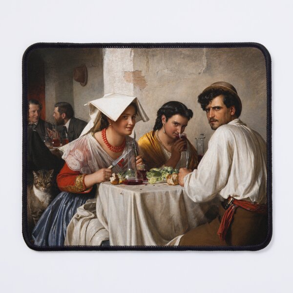 Item preview, Vintage Tavern Painting Realist Roman Osteria Scene for Classical Art Lovers designed and sold by RickE.