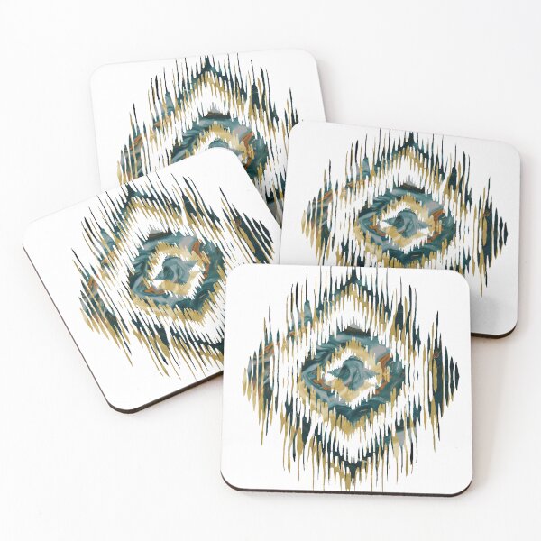 Item preview, Abstract Gold and Teal Fluid Ikat Motif on Black designed and sold by P-Design-Lab.