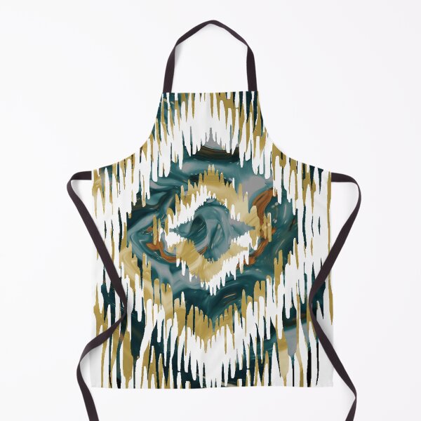 Item preview, Abstract Gold and Teal Fluid Ikat Motif on Black designed and sold by P-Design-Lab.