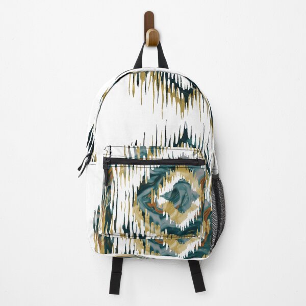 Item preview, Abstract Gold and Teal Fluid Ikat Motif on Black designed and sold by P-Design-Lab.