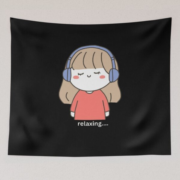 Item preview, Relaxing Girl Headphones Shirt Chill Mood Cute Aesthetic Music Tee designed and sold by SOLIORA  ATELIER.