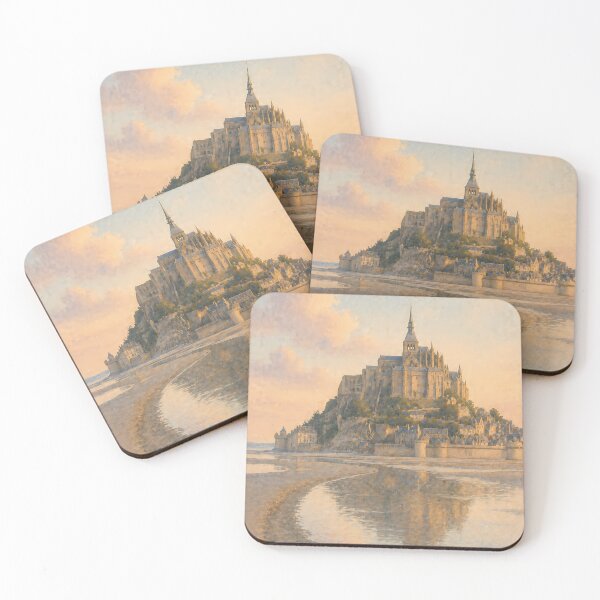 Item preview, Mont Saint Michel Watercolor Poster, France Abbey Island Art, Normandy Coastal Landscape, Vintage Travel Wall Art designed and sold by Art-Selling.