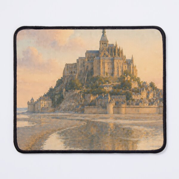 Item preview, Mont Saint Michel Watercolor Poster, France Abbey Island Art, Normandy Coastal Landscape, Vintage Travel Wall Art designed and sold by Art-Selling.