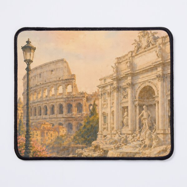 Item preview, Rome Italy Watercolor Poster, Colosseum and Trevi Fountain Art, Italian Landmarks Travel Wall Art, Vintage Aesthetic Print designed and sold by Art-Selling.